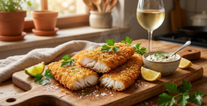 🐟🍴 Cação Empanado: Dourado e Crocante por Fora, Suculento por Dentro! 🍴✨ ⚓